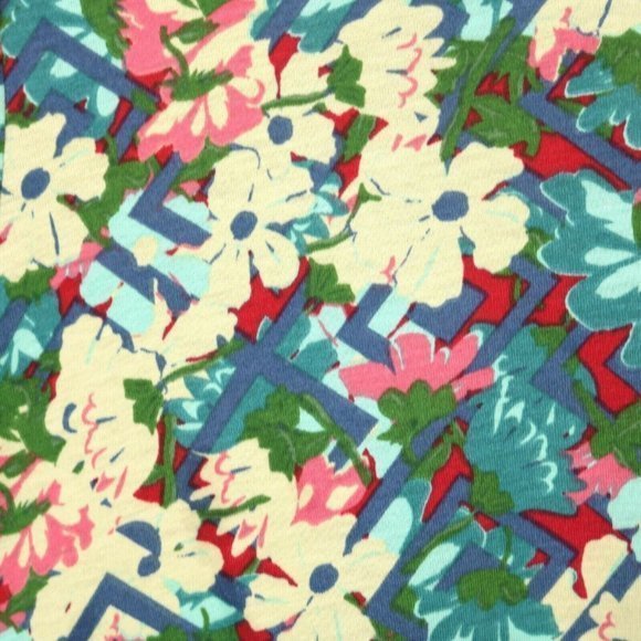 LuLaRoe Perfect T Shirt Top Blouse Yellow Blue Green Pink Floral L Large - Picture 8 of 12